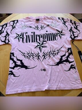 NWT Civil Regime Pink Tattoo Graphic Tee XL